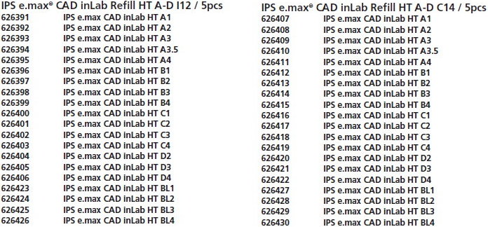 626410 e.max CAD Cerec/InLab  HT A3,5 C14 5 
