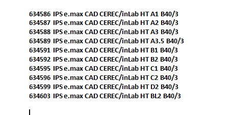 634595	IPS e.max CAD CEREC/inLab HT C1 B40/3
