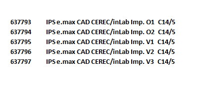 637793	IPS e.max CAD CEREC/inLab Imp. O1  C14/5